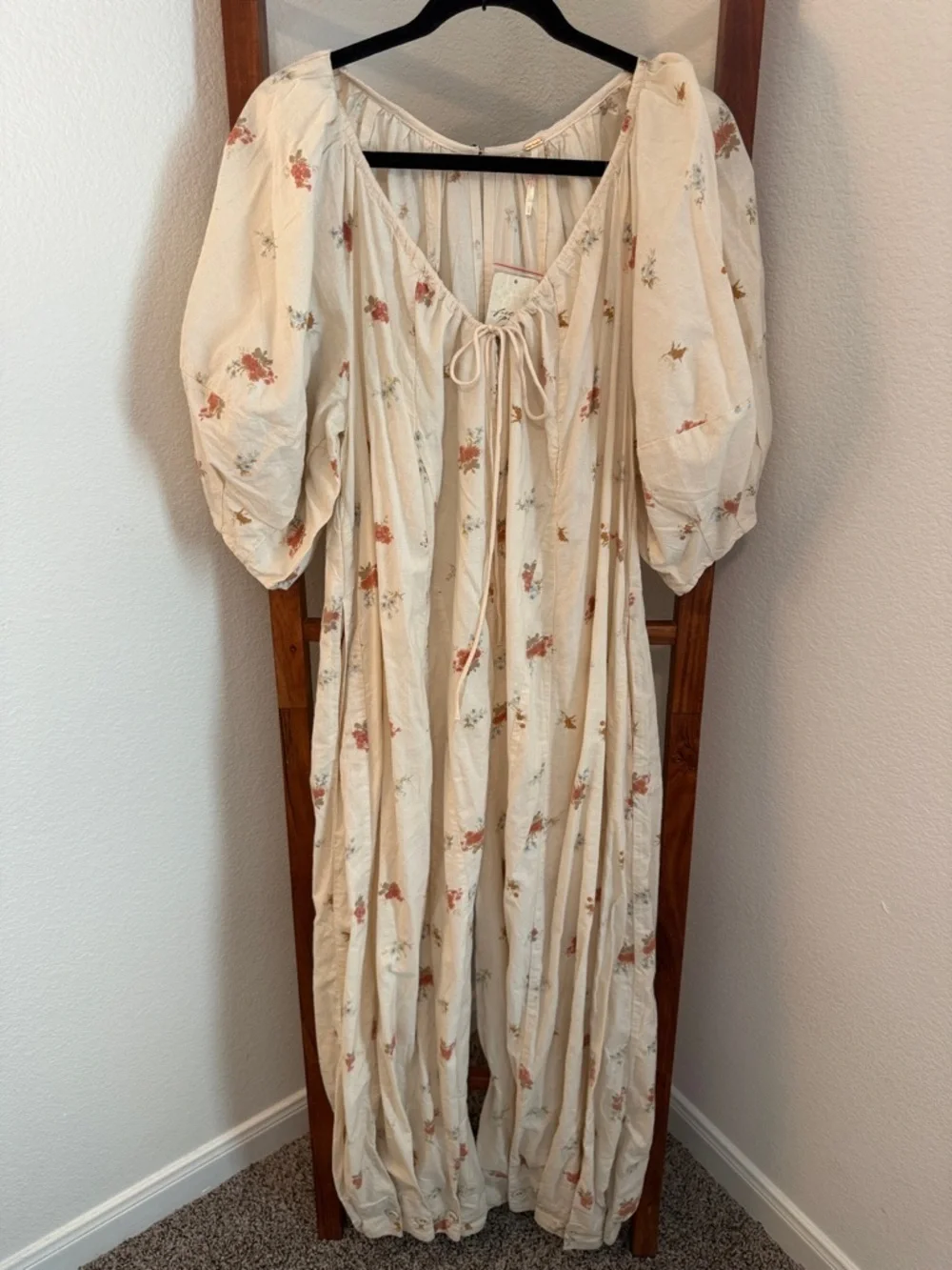 Free People Cream Floral Balloon Leg Jumpsuit - Picture 2 of 7